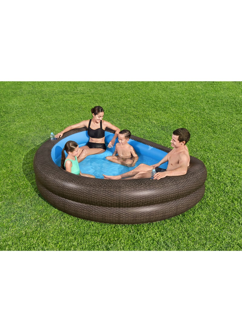 Bestway Bestway Family Pool Tru Print Wicker 231x178x53cm | Inflatable Family Pool | Summer Water Toy  - Image 3