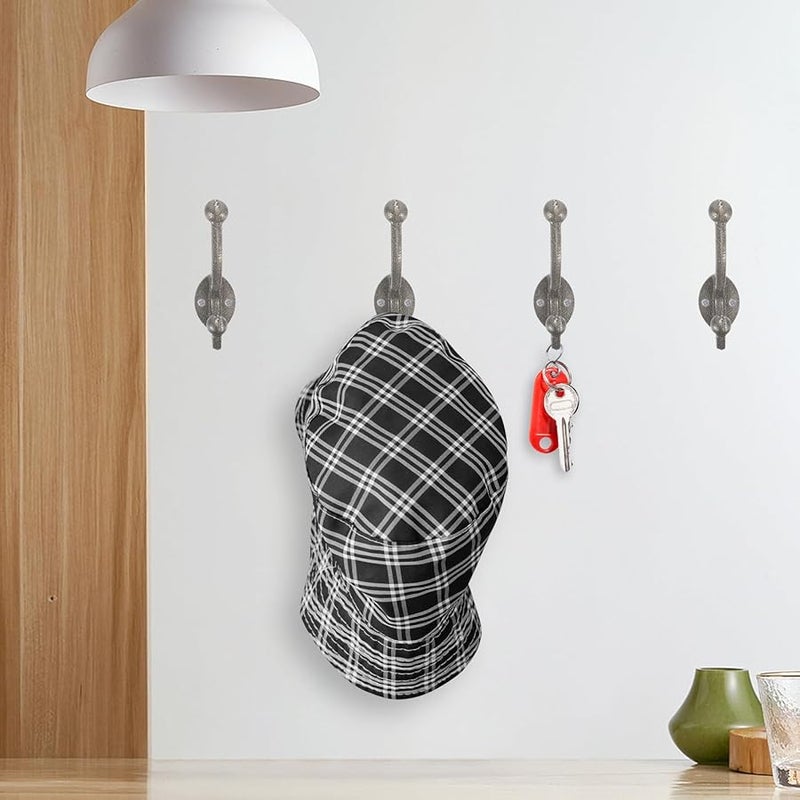 Heavy Duty Cast Iron Wall Hooks Vintage Double Headed Coat Hangers 5 Pack Rustic Decor - Image 5