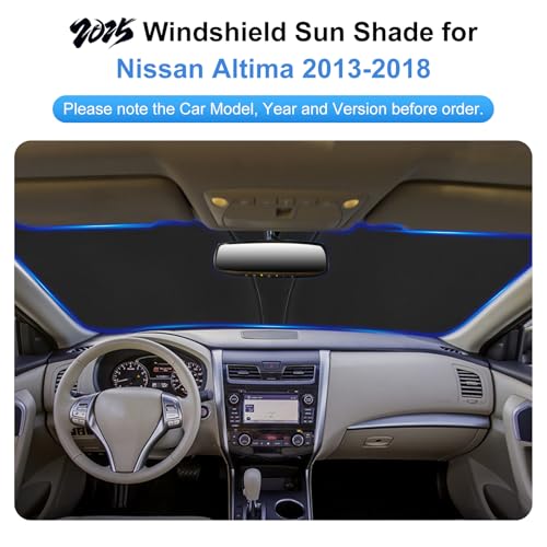 PinBaoLaLa for 2013-2018 Nissan Altima Windshield Sun Shade - Foldable Windshield Sunshade Cover Front Window Shade Custom Fit Altima Accessories Sun Visor Protector Blocks UV Rays Car Accessories - Image 2