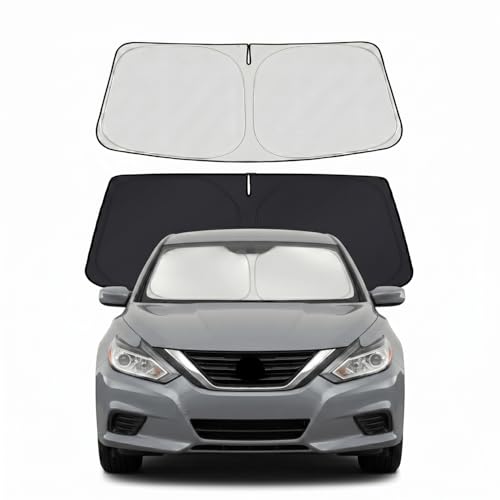 PinBaoLaLa for 2013-2018 Nissan Altima Windshield Sun Shade - Foldable Windshield Sunshade Cover Front Window Shade Custom Fit Altima Accessories Sun Visor Protector Blocks UV Rays Car Accessories - Image 1