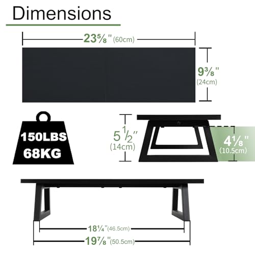 TEAMIX 24 inch Monitor Stand Riser, Black Wood & Steel Computer Monitor Stand with Storage, Laptop, PC, Printer Stand Riser for Desktop Office Desk Organizers - Image 5