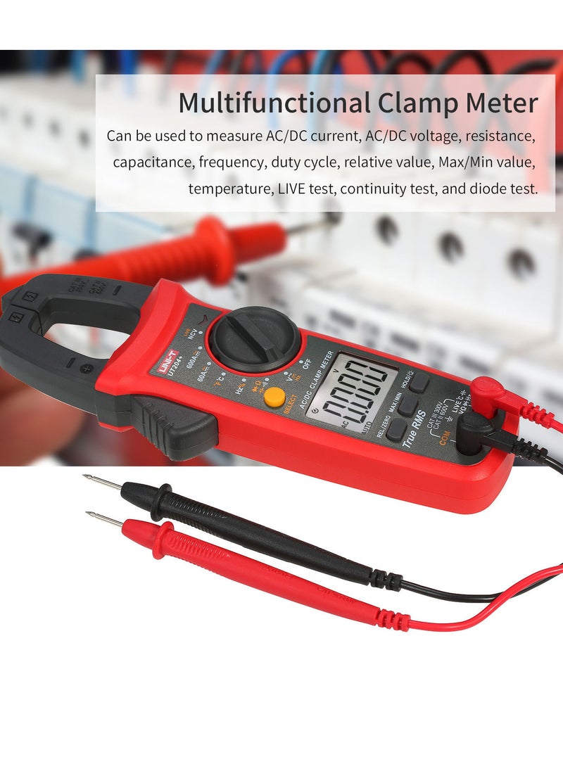 UNI-T - UT204+ 6000 Counts Digital Clamp Meter True RMS Multimeter Clamp Ammeter Voltage Meter NCV Test Universal Meter Tester AC/DC Current Clamp Tester -40~1000℃ Temperature Measurement LIVE Test - Image 1