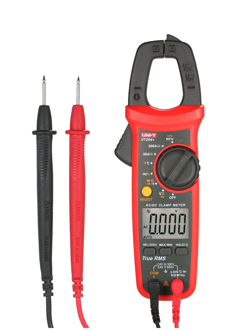 UNI-T - UT204+ 6000 Counts Digital Clamp Meter True RMS Multimeter Clamp Ammeter Voltage Meter NCV Test Universal Meter Tester AC/DC Current Clamp Tester -40~1000℃ Temperature Measurement LIVE Test - Image 1