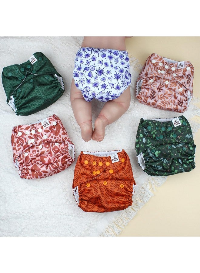 Mama Koala 3.0 Pocket Cloth Diapers for Babies with AWJ Lining, 6 Pack with 6 4-Layer Natural Cloth Diaper Inserts - Reusable and Washable Pocket Diapers(Neutral Leave) - Image 3