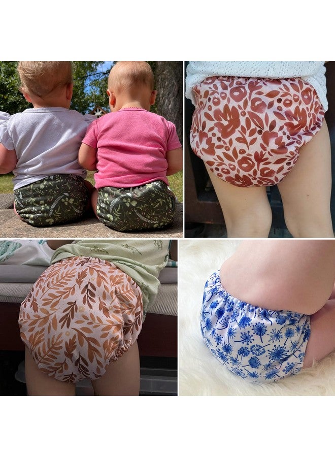 Mama Koala 3.0 Pocket Cloth Diapers for Babies with AWJ Lining, 6 Pack with 6 4-Layer Natural Cloth Diaper Inserts - Reusable and Washable Pocket Diapers(Neutral Leave) - Image 4