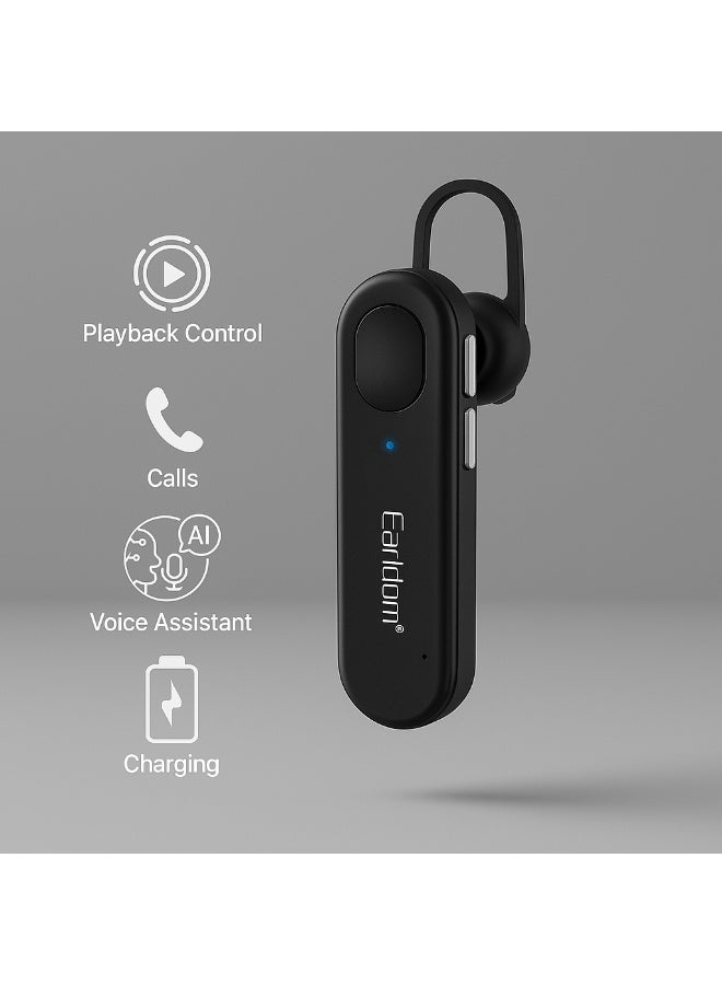 Earldom ET-BH88 Bluetooth earphones, single-ear design with 90mAh battery, HD microphone, comfortable fit, and Type-C charging. - Image 5