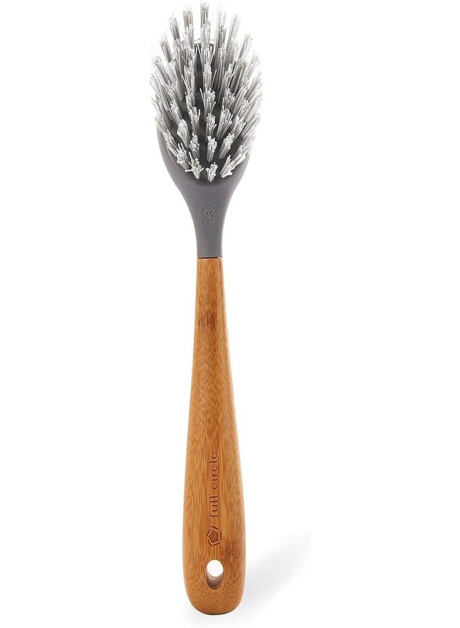 Full Circle Home Cast Iron Scrub Brush for Cookware, Dishes, Pots, Sinks - Sustainably Sourced with Bamboo Handle - Image 1