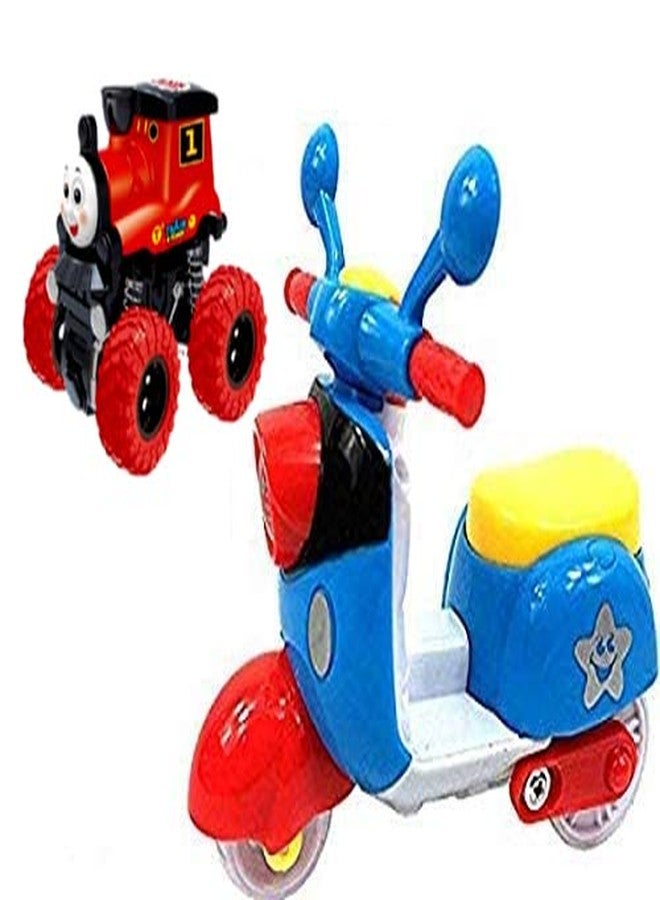 ARSDEWY Multicolor Cars Push and Go Scooter with Train Engine Toy Gift for Kids (Pack of 2) - Image 1