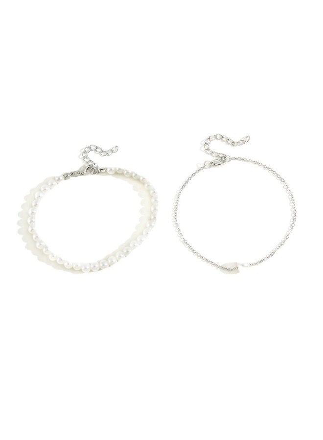 Goolsky Fashionable Minimalist Double-Layer Pearl Anklet Set – Two-Piece Versatile Foot Jewelry for Women, Daily/Vacation - Image 4