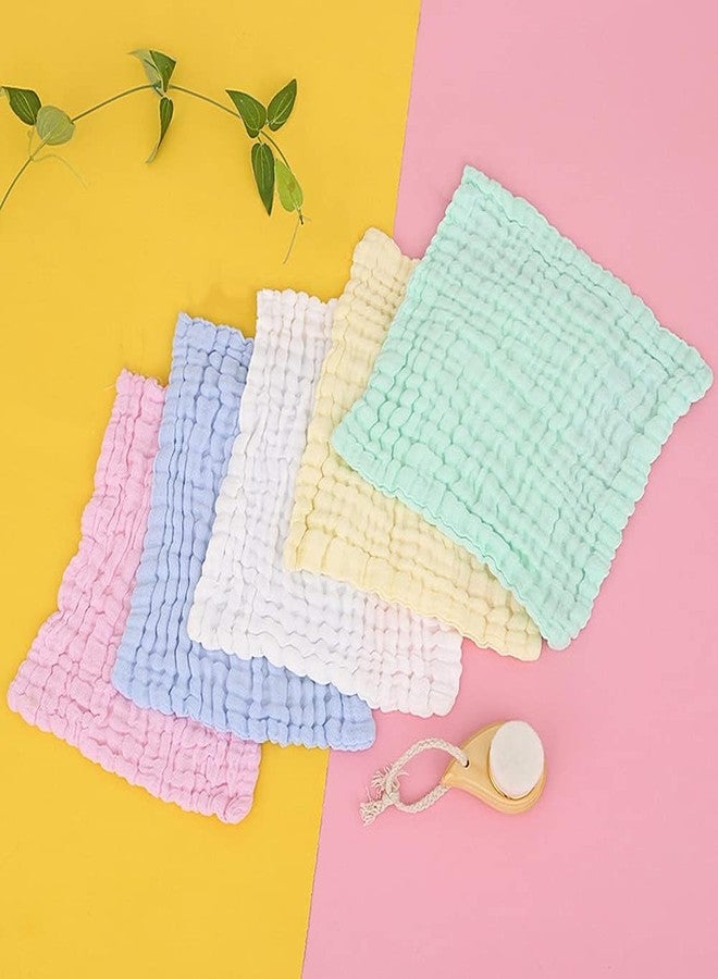 Closecret Muslin Cotton Face Towels for Newborn Baby Extra Soft Hankies Reusable Napkins for Infants Toddlers (Pack of 5) (Multicolour) - Image 2