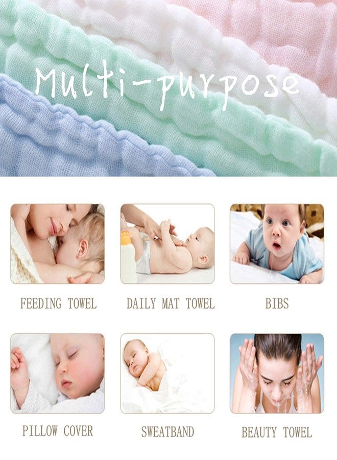 Closecret Muslin Cotton Face Towels for Newborn Baby Extra Soft Hankies Reusable Napkins for Infants Toddlers (Pack of 5) (Multicolour) - Image 4