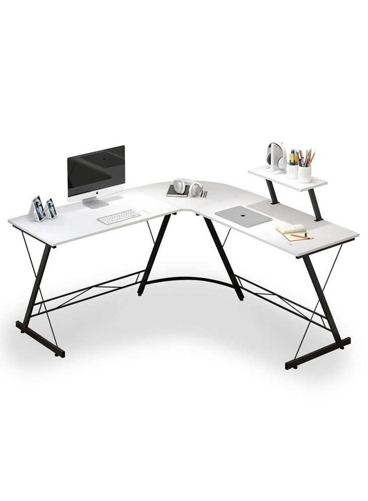 ZUIHAO L Shaped Home Office Computer Table 130cm Gaming Desk with Shelf - Image 1