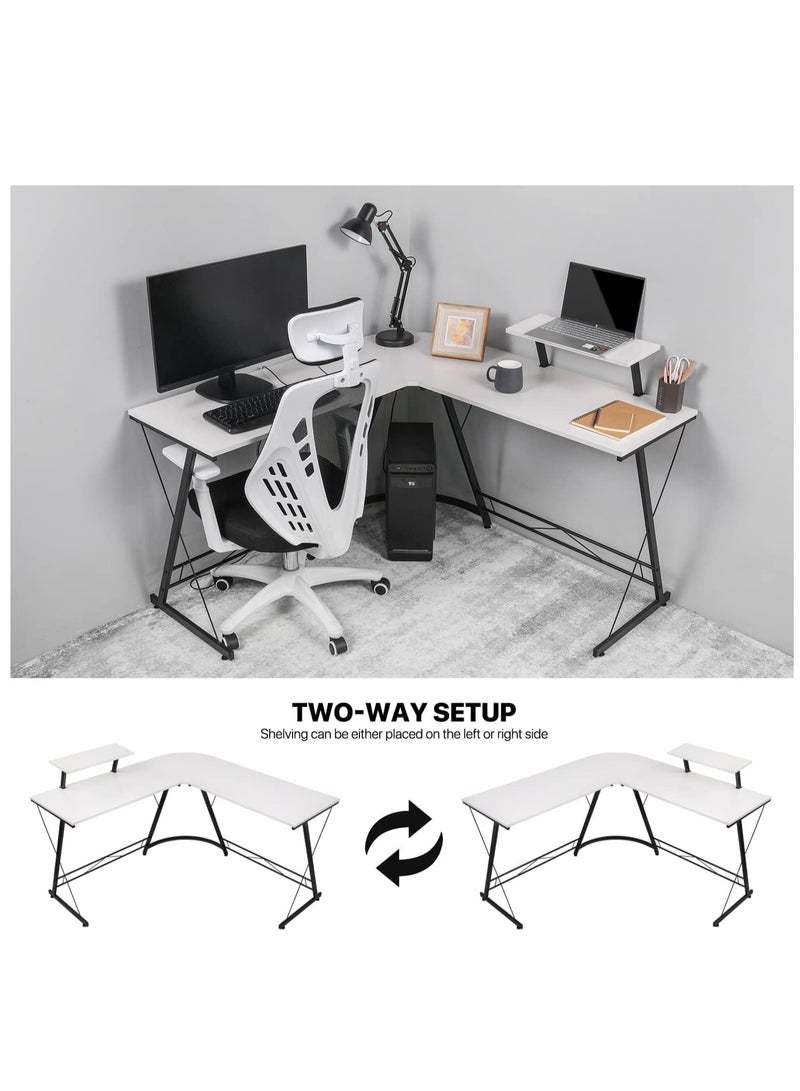 ZUIHAO L Shaped Home Office Computer Table 130cm Gaming Desk with Shelf - Image 3