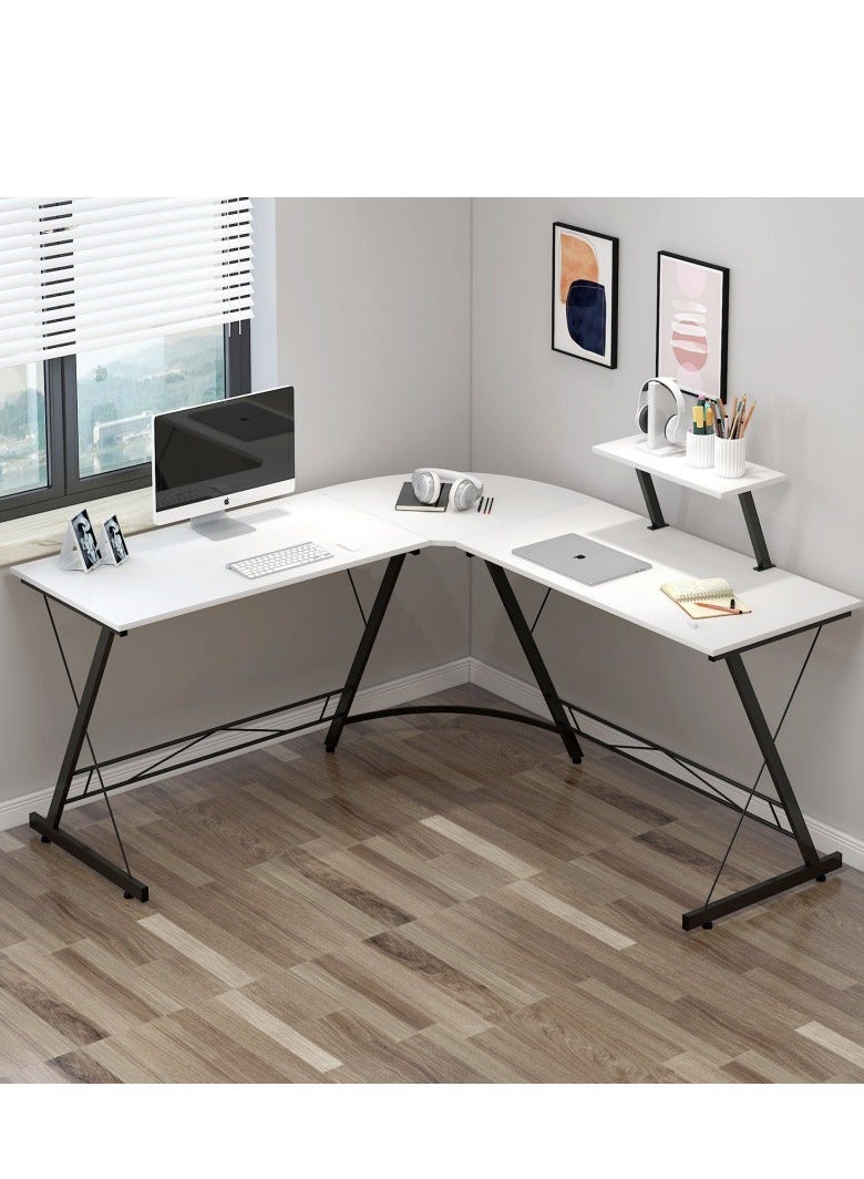 ZUIHAO L Shaped Home Office Computer Table 130cm Gaming Desk with Shelf - Image 2
