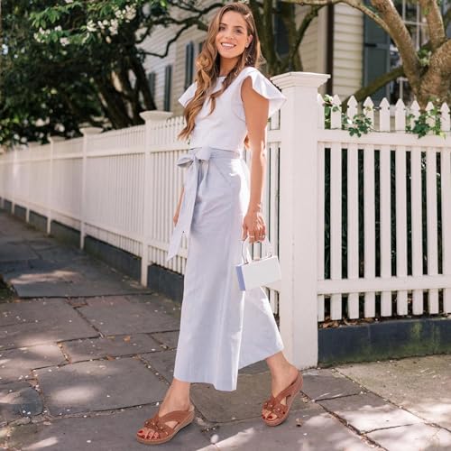Ecetana Sandals for Women Wedge Shoes: Slip On Dressy Summer Comfortable Slides Sandals Lightweight Memory Foam Platform Shoes - Image 2
