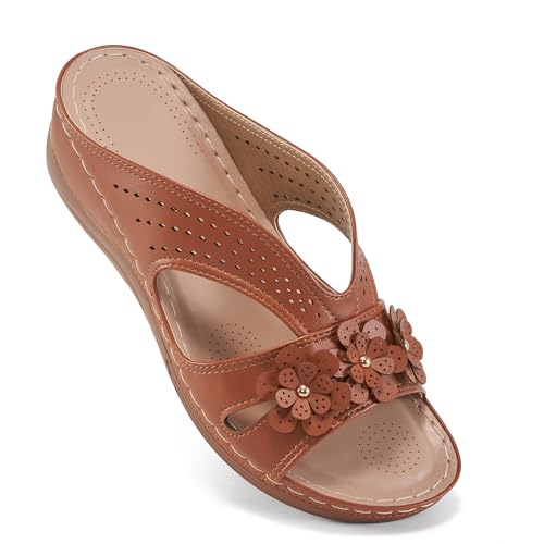 Ecetana Sandals for Women Wedge Shoes: Slip On Dressy Summer Comfortable Slides Sandals Lightweight Memory Foam Platform Shoes - Image 1