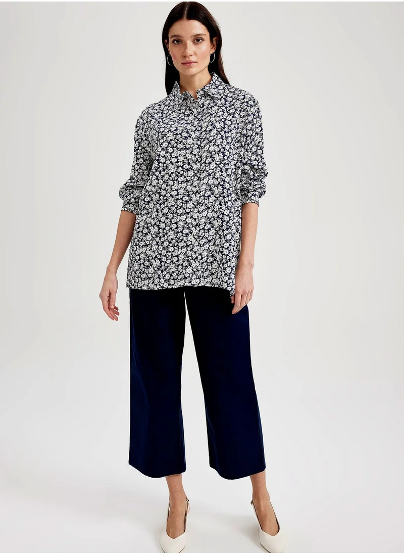 DeFacto Button Down Tunic Printed Shirt