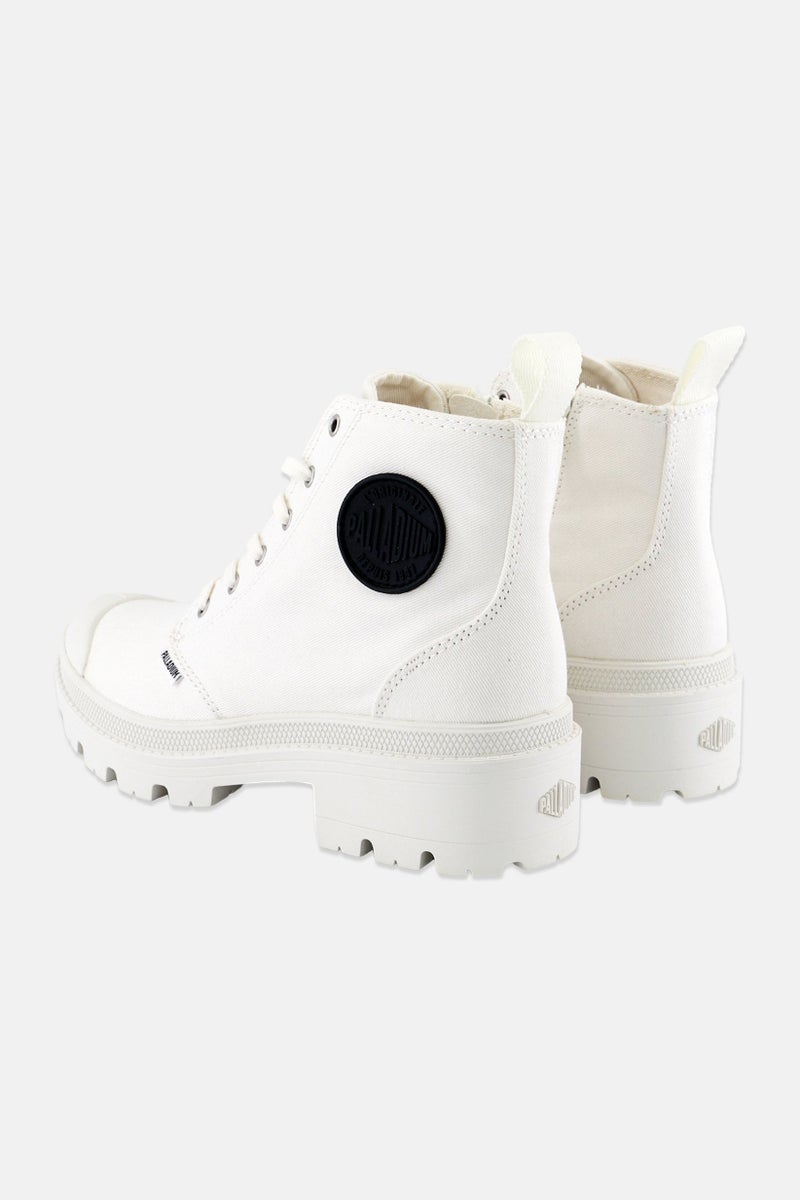 PALLADIUM Women Pallabase Twill Lace Up Ankle Boots, White - Image 2