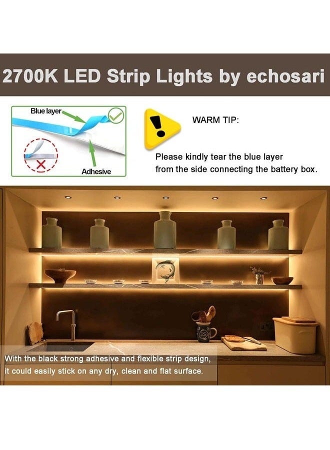 Optico LED Strip Lights, 5M/16.4ft Cabinet Strip Lights USB Warm Tape Lights Self-Adhesive LED Strip Kit Home Lighting Decor for Bedroom, Kitchen, Under Cabinet, Stairs - Image 3