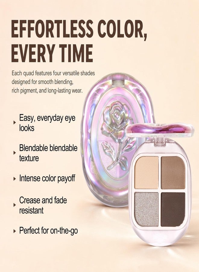Erinde 4 Colors Eyeshadow Palette, Light Nude Taupe Shades Matte & Shimmer Eye Shadow Palettes, Long Lasting Blendable Mini Eye Shadow for Older Women, Ultra Pigmented Neutral Eyeshadow Palette, 03 - Image 5