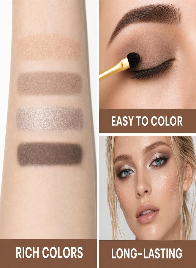 Erinde 4 Colors Eyeshadow Palette, Light Nude Taupe Shades Matte & Shimmer Eye Shadow Palettes, Long Lasting Blendable Mini Eye Shadow for Older Women, Ultra Pigmented Neutral Eyeshadow Palette, 03 - Image 4