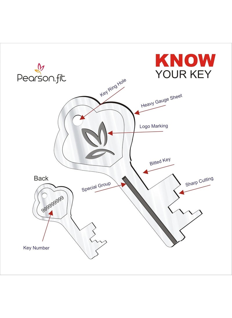 Pearson.fit - Pearsonfit 1 Lock with 24 Keys Lock and Keys Door Lock for Home Round 65mm Padlock Double Locking 8 Levers Heavy Duty Hardened Steel Padlock for Rental Apartment Model PSDM65L1K24 - Image 1