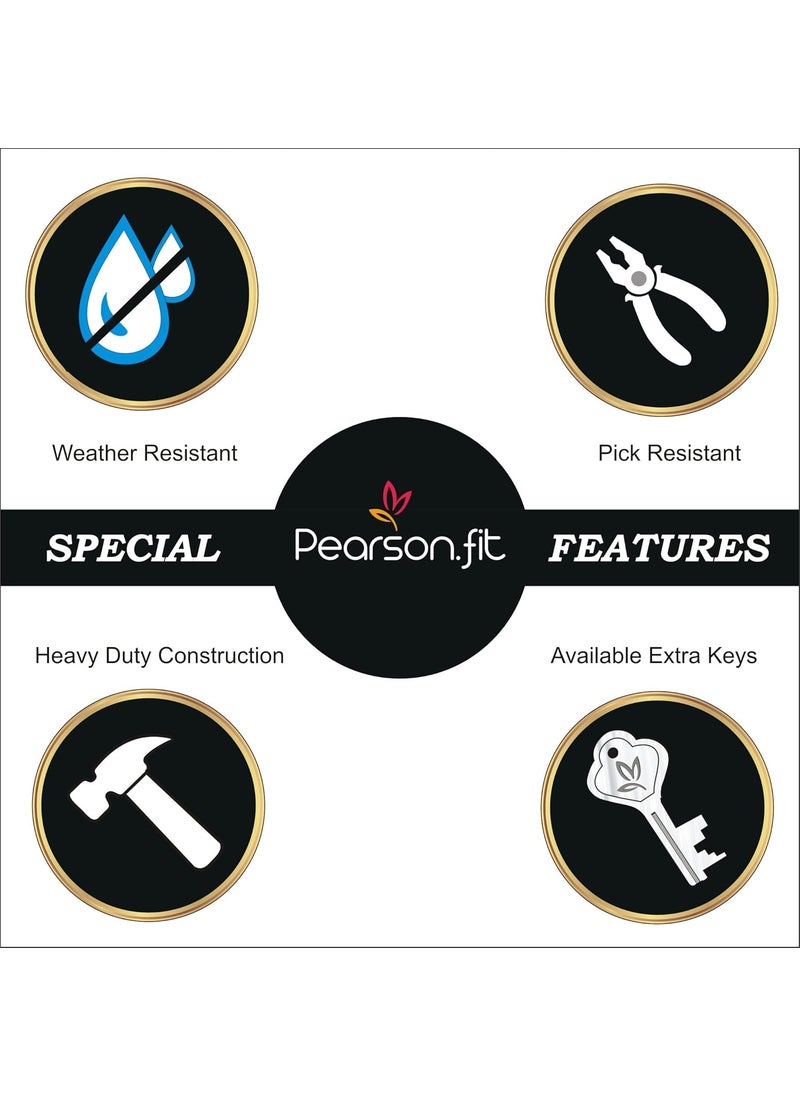 Pearson.fit - Pearsonfit 1 Lock with 24 Keys Lock and Keys Door Lock for Home Round 65mm Padlock Double Locking 8 Levers Heavy Duty Hardened Steel Padlock for Rental Apartment Model PSDM65L1K24 - Image 1