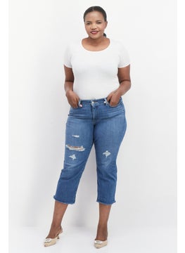 Women Plus Size Distressed Cropped Jeans, Blue - pzsku/Z9EDAB2A6BAAD1408DD5CZ/45/_/1732543560/f84ab6a8-2215-411a-9f1a-6e8644286cf0