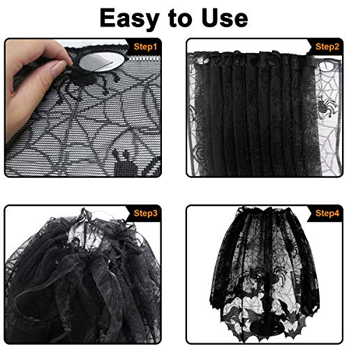 Partyprops 3Pcs Halloween Lamp Shade Cover Decoration, Black Lace Ribbon Spider web Lampshades Cover Topper Scarf for Festive Party Indoor Decor Supplies, Large 20 X 60 Inch Spiderweb Lamp Shade Cover - Image 4