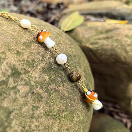 Qpige Mushroom Car Accessories for Women Cute Mushroom Hanging Ornament Boho Rear View Mirror Accessories Interior Car Decor Bag Charms Gifts for Women Girls (White) - Image 4