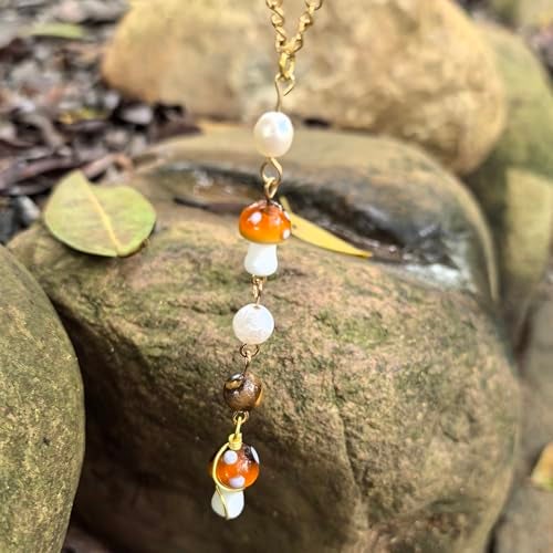 Qpige Mushroom Car Accessories for Women Cute Mushroom Hanging Ornament Boho Rear View Mirror Accessories Interior Car Decor Bag Charms Gifts for Women Girls (White) - Image 5