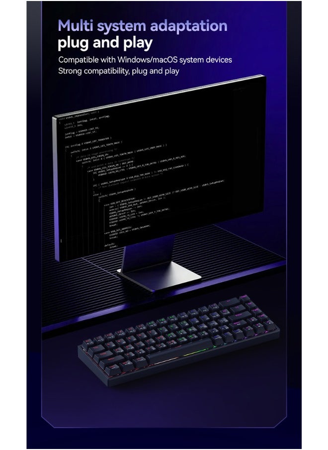 DEADSKULL - MK005PRO 60% Wired RGB Gaming Keyboard, 68 Keys Compact Mechanical Keyboard - Image 1