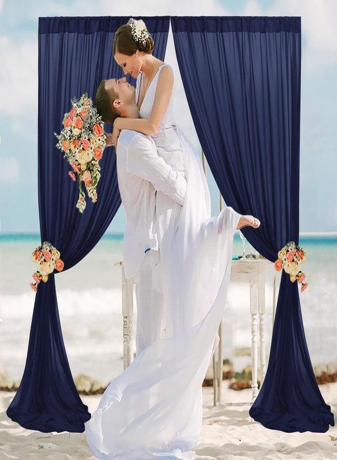 ROMANKAS Navy Blue Wedding Arch Drape Sheer Fabric for Draping 20ft 1 Panel Chiffon Arch Drapery Wedding Arch Draping Fabric Tulle Curtain for Backdrop for Wedding Bitthday Party Arch Decor - Image 5