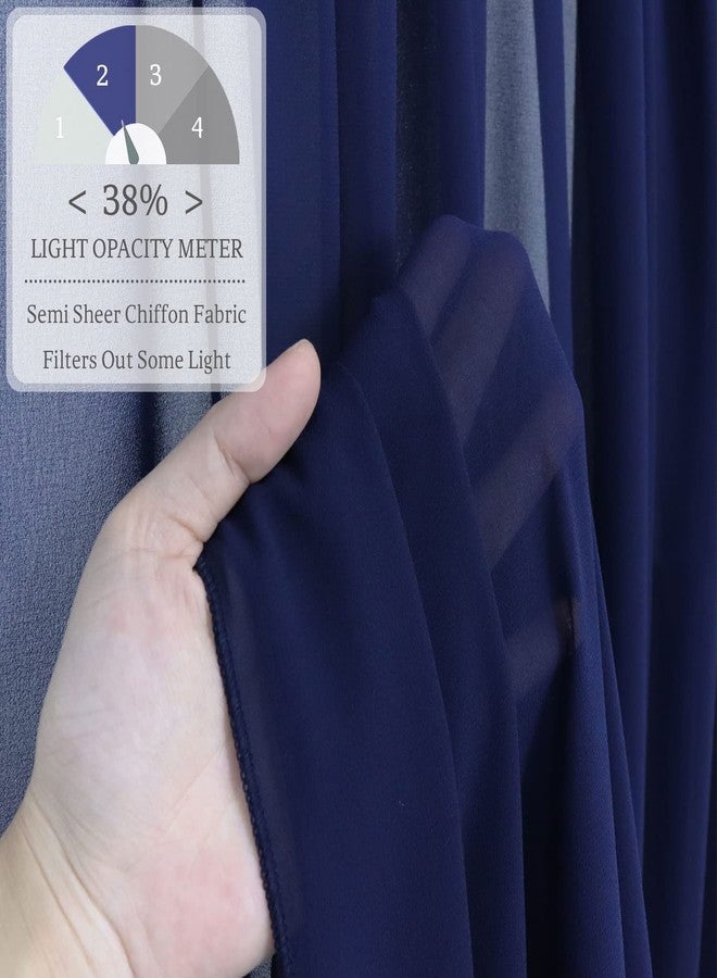 ROMANKAS Navy Blue Wedding Arch Drape Sheer Fabric for Draping 20ft 1 Panel Chiffon Arch Drapery Wedding Arch Draping Fabric Tulle Curtain for Backdrop for Wedding Bitthday Party Arch Decor - Image 3