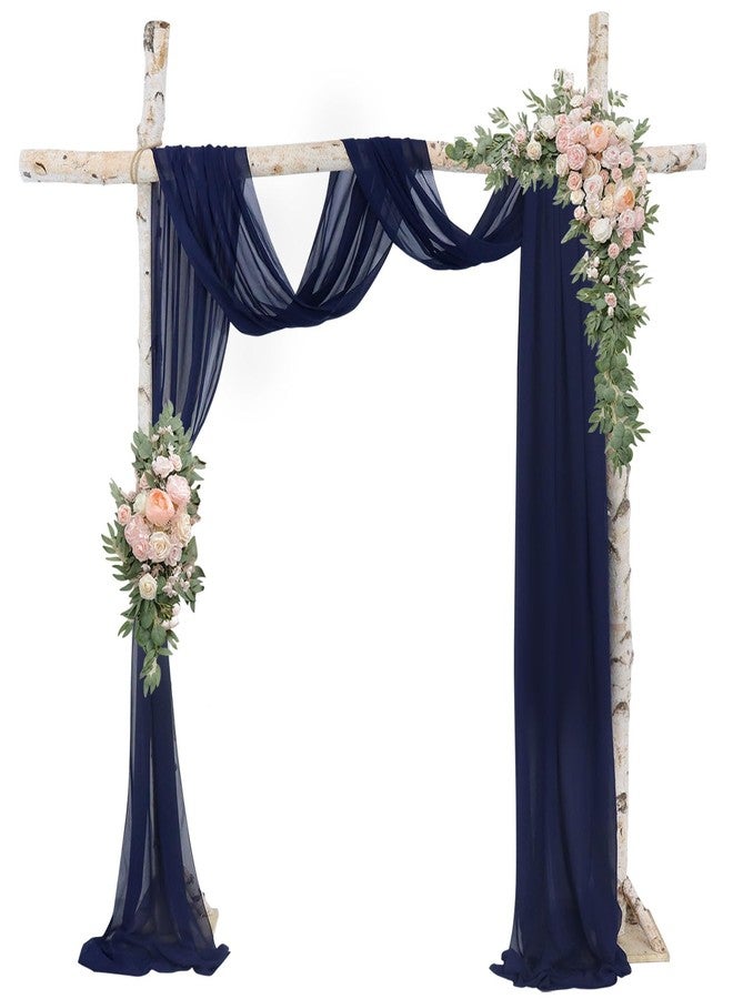 ROMANKAS Navy Blue Wedding Arch Drape Sheer Fabric for Draping 20ft 1 Panel Chiffon Arch Drapery Wedding Arch Draping Fabric Tulle Curtain for Backdrop for Wedding Bitthday Party Arch Decor - Image 1