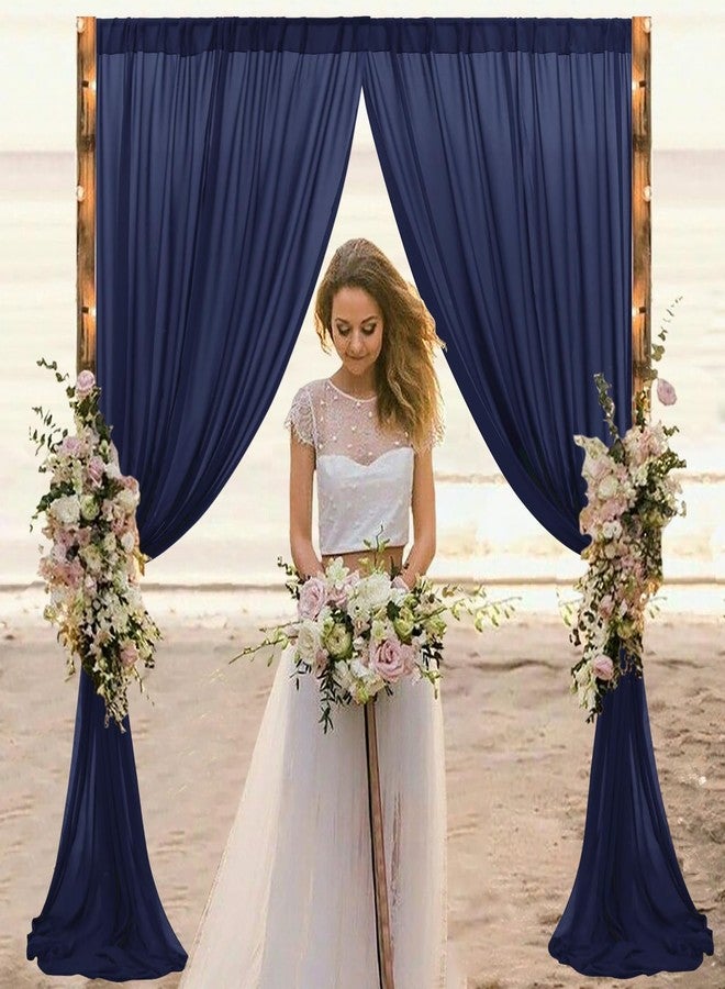 ROMANKAS Navy Blue Wedding Arch Drape Sheer Fabric for Draping 20ft 1 Panel Chiffon Arch Drapery Wedding Arch Draping Fabric Tulle Curtain for Backdrop for Wedding Bitthday Party Arch Decor - Image 4