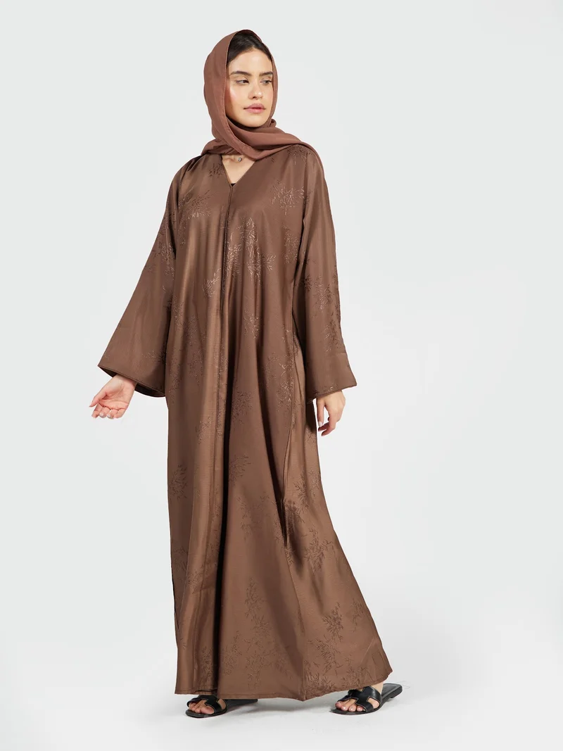 Textured Chocolate Brown Modest Kaftan Abaya