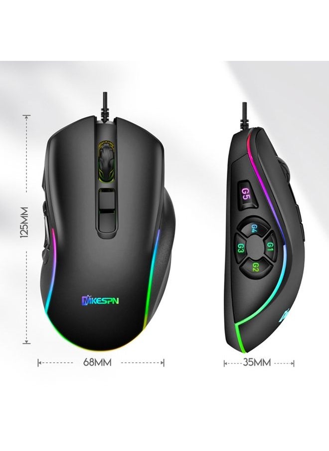 MKESPN X9 10 Buttons 7200DPI RGB Macro Definition Gaming Wired Mouse