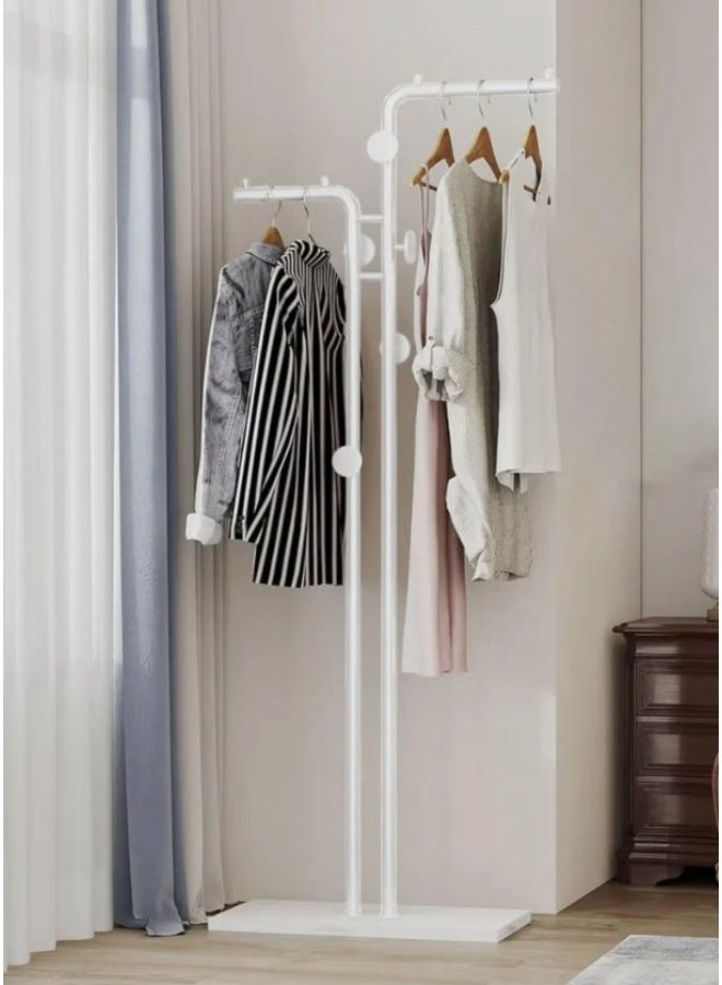 شي ون حامل معاطف معدني عصري، حامل معاطف بقضيب مزدوج مع قاعدة متينة من الألواح الصخرية وموفر للمساحة ومناسب لغرفة النوم وغرفة المعيشة والمدخل - Image 5