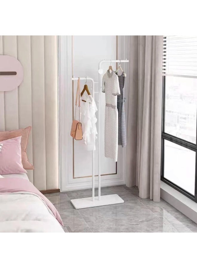 شي ون حامل معاطف معدني عصري، حامل معاطف بقضيب مزدوج مع قاعدة متينة من الألواح الصخرية وموفر للمساحة ومناسب لغرفة النوم وغرفة المعيشة والمدخل - Image 1