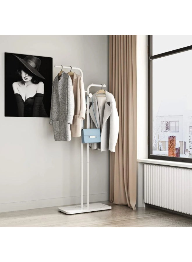 شي ون حامل معاطف معدني عصري، حامل معاطف بقضيب مزدوج مع قاعدة متينة من الألواح الصخرية وموفر للمساحة ومناسب لغرفة النوم وغرفة المعيشة والمدخل - Image 2