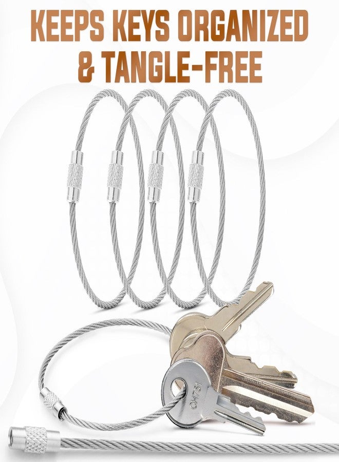 BlueCosto - Wire Keychain Cable - 5 PK, 6.7” / 17cm - 2mm Thick Stainless Steel Keyring Wire Loops - Secure Screw Lock for Hanging Luggage Tags & Organizing Keys - Image 2