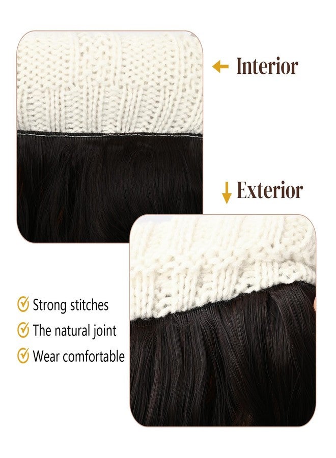 Flufymooz FLmaozi Beanie Wig, Hat Hair Extension Long Wavy White Hat Wig with Faux Fur Pom Hat, wig hat Attached 20 Inch Synthetic Hairpiece for Women Girls Winter (Light Blonde with White Blonde) - Image 5