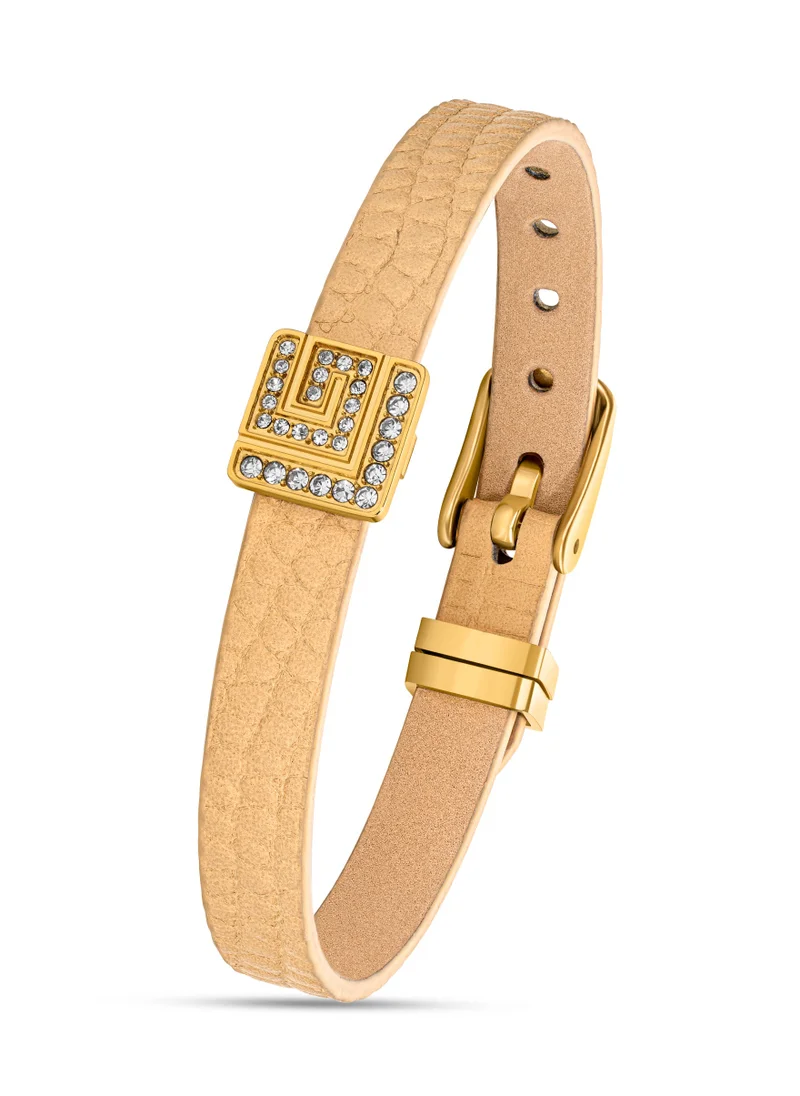 غاي لاروش Elise Beige Wrap Leather Bracelet