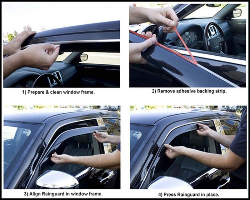 ROYALTECH Premium Chromeline & Silverline Unbreakable Car Rear Window Wind Deflectors & Side Door Visor Rain Guard Compatible with (Tata Tiago EV (2023 Onwards)) - Image 5