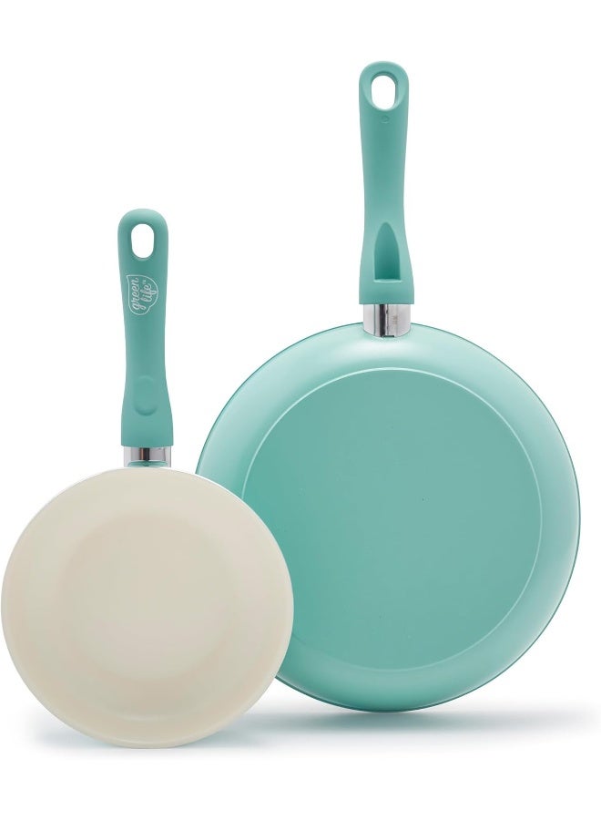 GreenLife Soft Grip Healthy Ceramic Nonstick 7" and 10" Frying Pan Skillet Set - Image 1