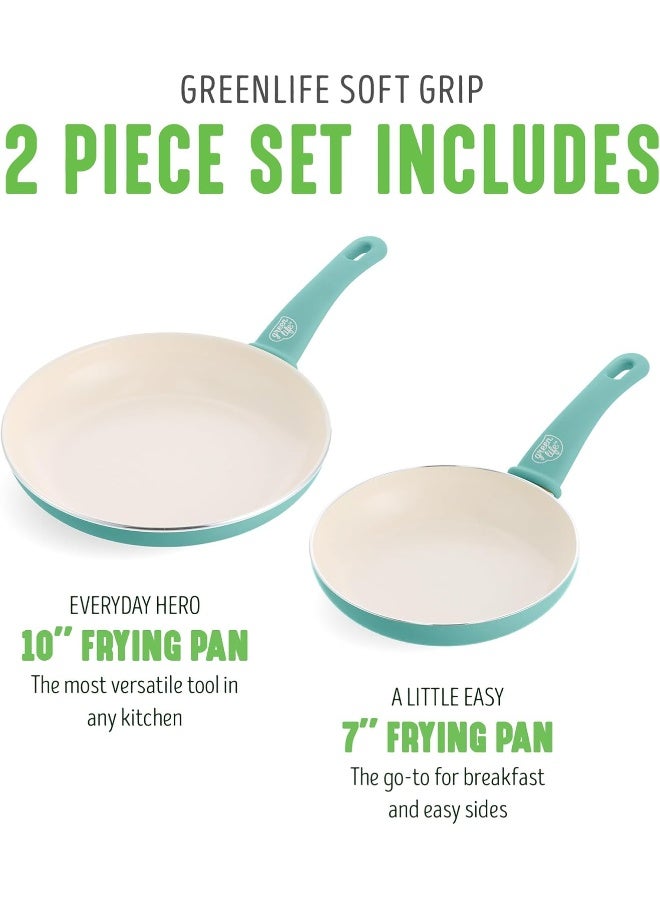 GreenLife Soft Grip Healthy Ceramic Nonstick 7" and 10" Frying Pan Skillet Set - Image 3