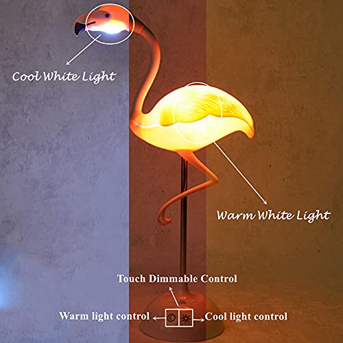 Fantasee Flamingo Desk Lamp USB Bedside Table Lamp Nursery Night Light Touch Dimmable for Child Kids Students Bedroom Living Room Dorm Reading Birthday Party Gift (Pink Flamingo) - Image 3