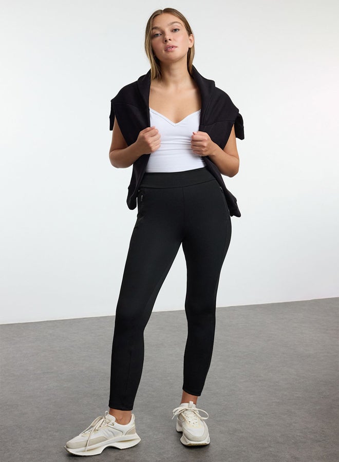 trendyol Black Brushed Soft Fabric Polar Fleece Winter Knitted Full Length Sports Tights  - Image 4