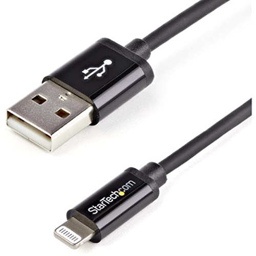 Startech.com StarTechcom 1m 3ft Black Apple 8pin Lightning Connector to USB Cable for iPhoneiPodiPad Charge and Sync Cable 1 Meter USBLT1MB - Image 1